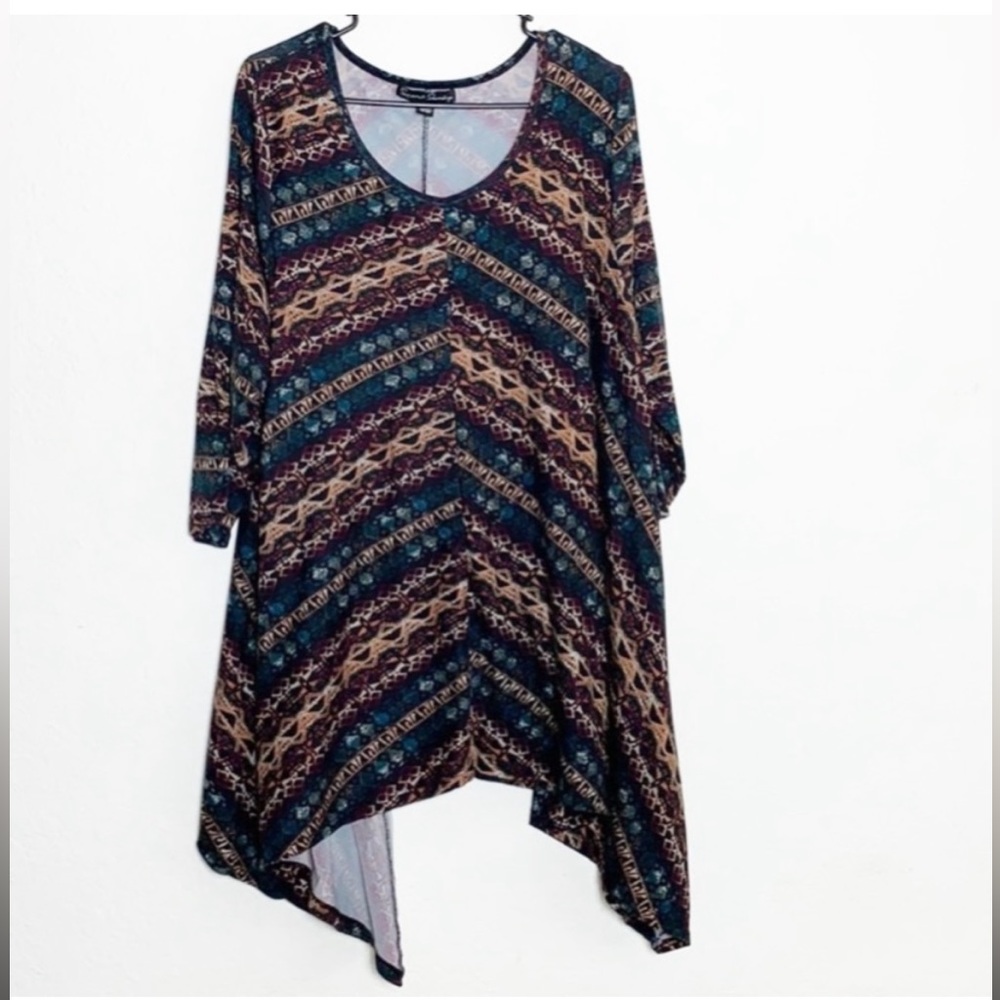 FRENCH LAUNDRY Black Print Asymmetrical Top Plus Size 2X - Picture 12 of 12